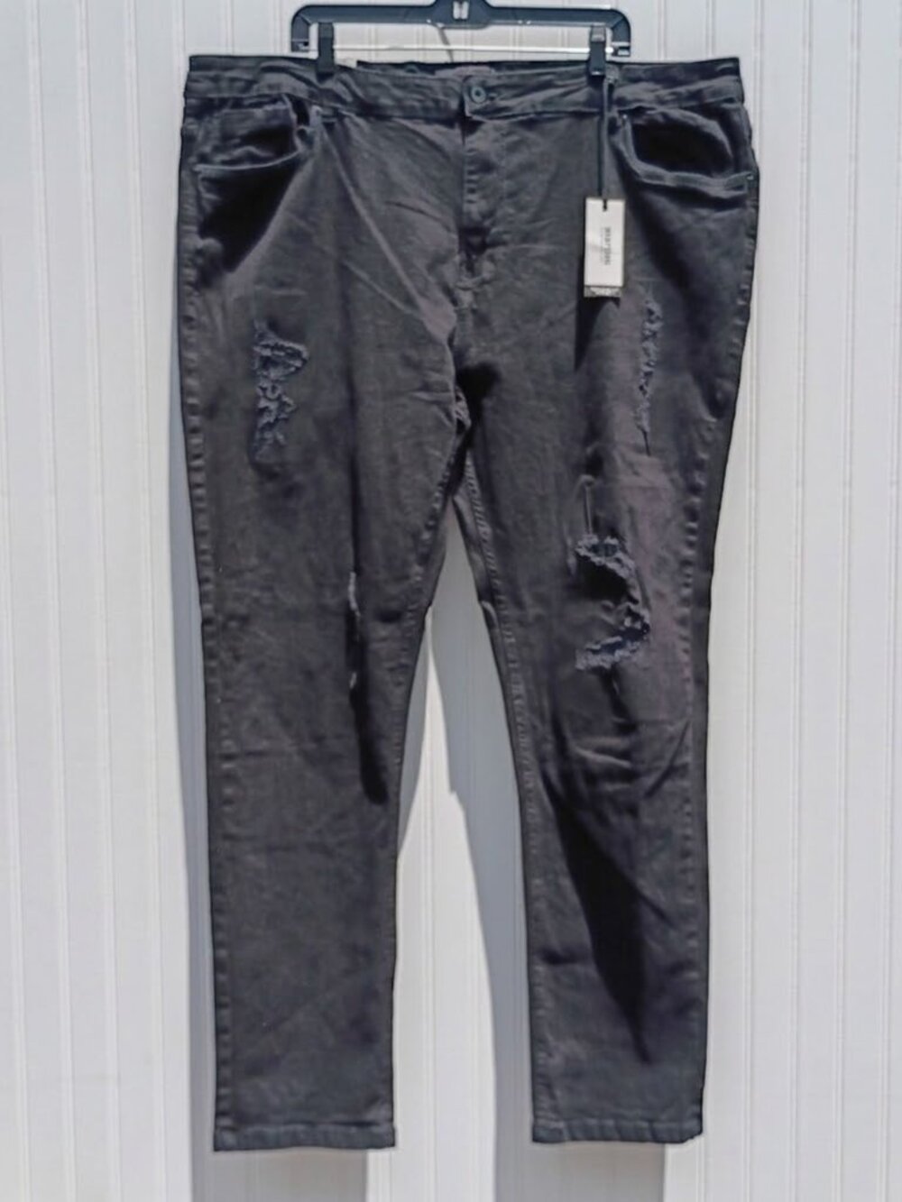 NWT Men's Kenneth Cole Reaction Denim Jeans 44 x 30 Regular Fit Black Ripped 31